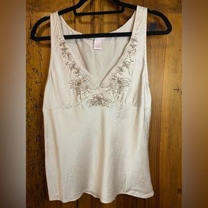 Rebecca Taylor 100% Silk Shirt // Floral Embroidery // Sleeveless Shirt